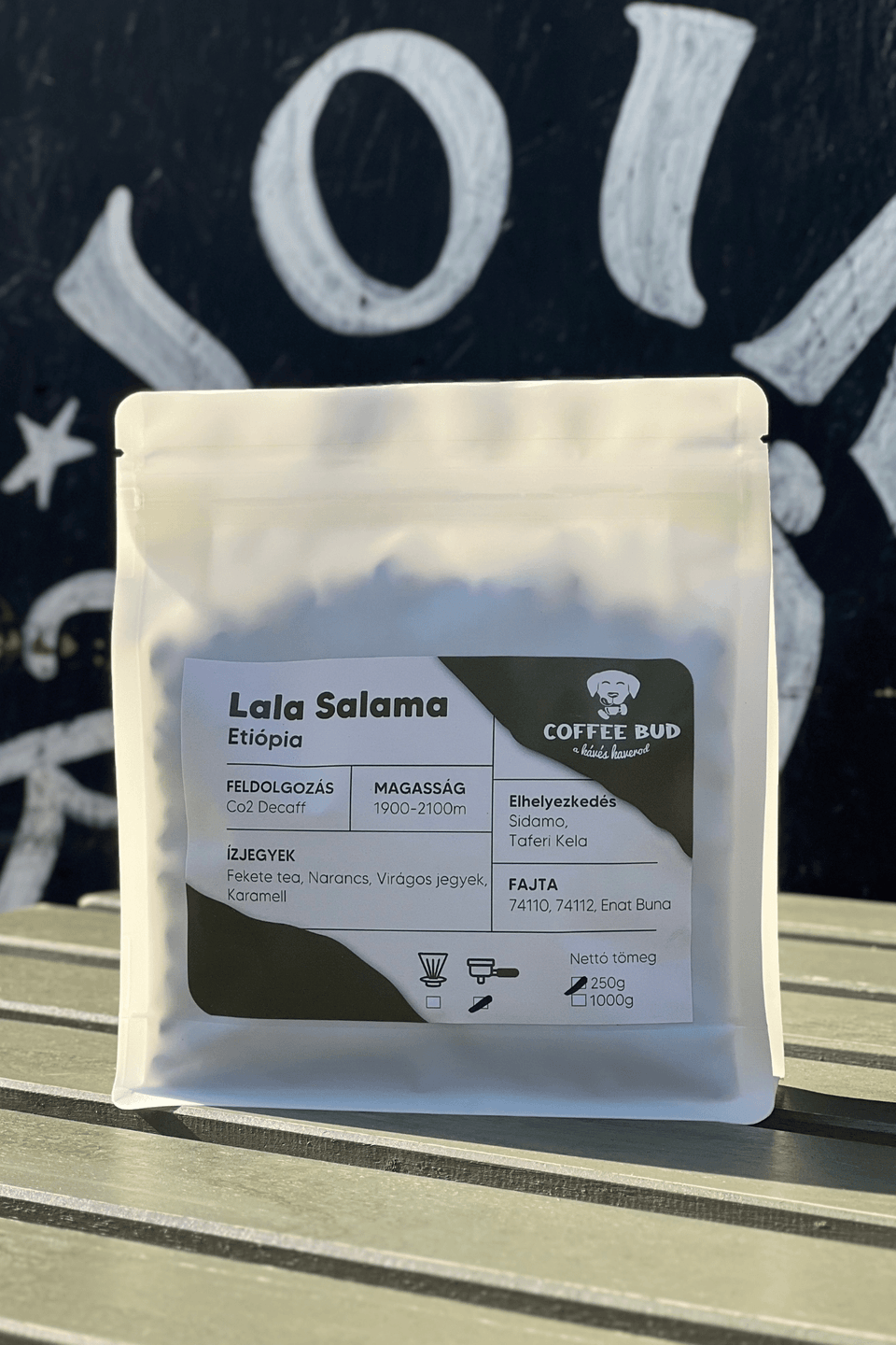 Lala Salama világos pörkölésű, koffeinmentes szemes kávé